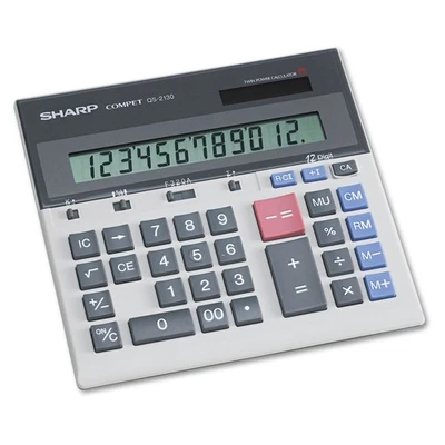 QS-2130 12-Digit Commercial Desktop Calculator with Kickstand, Arithmetic Log... - Image 1 of 4