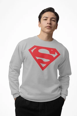 DC Comics Superman Logo Red Shield Official Unisex Sweatshirt Superhero Sweater - Image 1 of 4