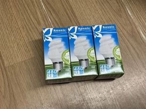 3 x Kosnic 9w Screw In, Spiral, Warm White - ECO09SP2/E27, 480lm Light Lamp Bulb - Picture 1 of 10