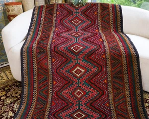 4x6 Handmade Wool Rug Blue Green Afghan Rug Transitional Oriental Accent Rug - Picture 1 of 4
