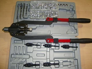 RIVNUT TOOL RIVETTER LONG ARM M4TO M10 INCLUDESBOX  ALUMINIUM RIVETS - Picture 1 of 1