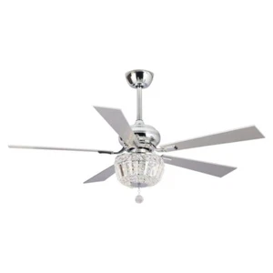 Berkshire 52 in. Chrome Downrod Mount Crystal Ceiling Fan with Light Kit - Picture 1 of 10
