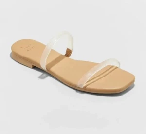 Women's Winnie Skinny Strap Sandals - A New Day Clear 7W - Picture 1 of 2