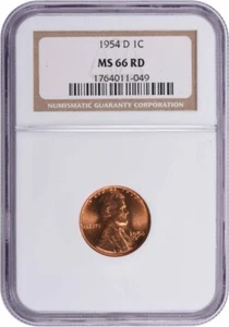 1954-D Lincoln Cent MS66RD NGC - Picture 1 of 2