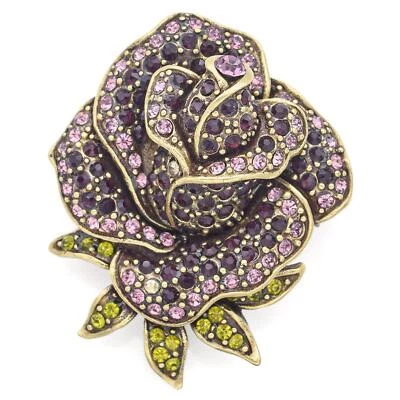 Broche prendedor vintage Heidi Daus GP multicolor estrás rosa Foto 1 de 4
