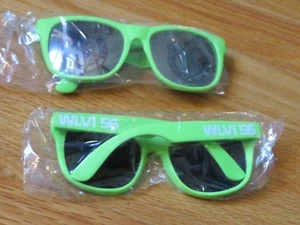 Vintage 80s BOSTON CELTICS WLVI 56 Leprechaun SUNGLASSES Lime Green - Picture 1 of 2