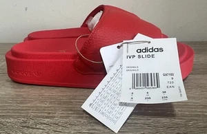 ADIDAS X IVY PARK BEYONCE LEATHER SLIDES RED/PYRITE ROUGE GX7102 - WOMEN UK5 - Picture 1 of 7