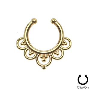 1 - Flower Petals Non-Piercing Septum Hanger Ion 316L Stainless Steel Rings F73 - Picture 1 of 4