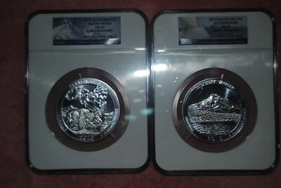 2010, NGC, America the Beautiful 5 ounce, Mount Hood/Yellowstone Labeling Errors - Image 1 of 4