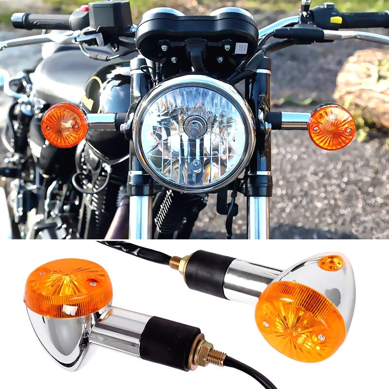 2x Chrome Turn Signal Indicator Blinker Lights for Triumph Bonneville Scrambler Foto 1 de 4