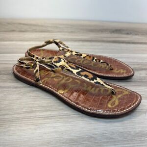 Sam Edelman Gigi Leather Leopard Print Dyed Cow Fur Flip Flop Flat Sandals 9.5M