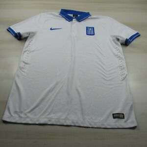 Greece Polo Shirt Mens Large White Nike Football Hellas National Soccer