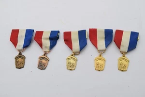 5 Vintage Swimming Tournament Meet Ribbon Medals 1960s Gold & Bronze Olympic ? - Picture 1 of 6