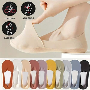 6 Pairs Womens Girls Summer Invisible Trainer Socks Shoe Liners Non Slip Footsie - Picture 1 of 8