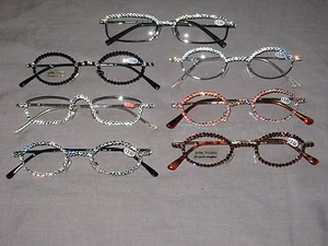 Made with Swarovski Crystal Jeweled Reading Glasses +3.50 Bling Wire Frames NEW! - Picture 1 of 51