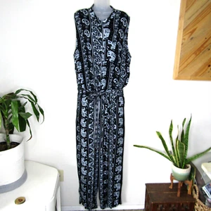 Soft Surroundings Jumpsuit Plus 2X Mirabelle Animal Blue Paisley Sleeveless - Picture 1 of 11