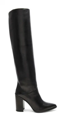 Nueva bota de montar Stuart Weitzman crujiente de cuero negro hasta la rodilla, 6,5, 36,5 Foto 1 de 4