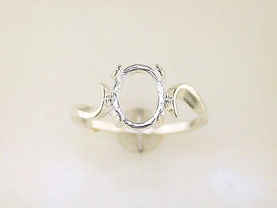 Oval Cabochon Swirl Ring Setting Sterling Silver - Image 1 of 3