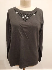 Sudadera Top Terry Manga Larga Gris Embellecida Glory Talla M (8-10) - Imagen 1 de 11