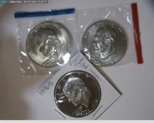 1976 PDS Eisenhower dollars Unc in mint cello and Proof type 2 - Picture 1 of 2