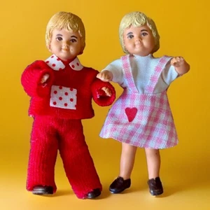 VTG Lot 3” Doll House Artisan Miniature Rubber Bendable Boy Girl Cherub Face - Picture 1 of 4