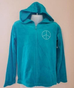 NWOT Girls DANSKIN NOW Peace Full Zip Velour Hoodie Jacket Size S 6 6x - Picture 1 of 4