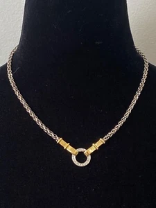Beautiful 14k Gold Sterling 925 Diamond Statement Necklace Signed AV 25g - Picture 1 of 21