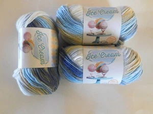 Lot of 3 Lion Brand ice cream yarn "Butter Pecan" 3.5oz - Picture 1 of 3