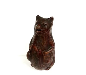 Japan Bizen-ware Signed Pottery Tanuki Antique 5 1/4" Sake Vessel 1850-1920 - Picture 1 of 13