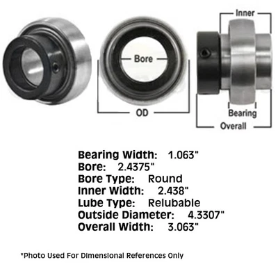 WPS207GRC Tractor Re-Lubri Fits CATable Spherical Ball Bearing w/ Collar 338615R - Image 1 of 4