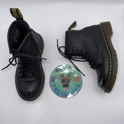 Botas de Combate Dr. Martens Niños Jóvenes Talla 12 8 Ojales Charol Negro Zapatos Foto 1 de 4
