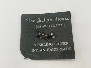 Vintage Indianer Sterlingsilber Türkis Roadrunner Anstecknadel Brosche  - Bild 1 von 5