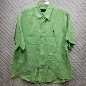 Ralph Lauren Hemd Herren XL Mintgrün 100% Leinen Button Down S/S Lila Pony - Bild 1 von 8