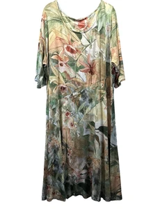 Vivienne Midikleid mit weicher Umrandung 2X plus Blumen 1/2 Arm A-Linie getäfelt - Bild 1 von 7