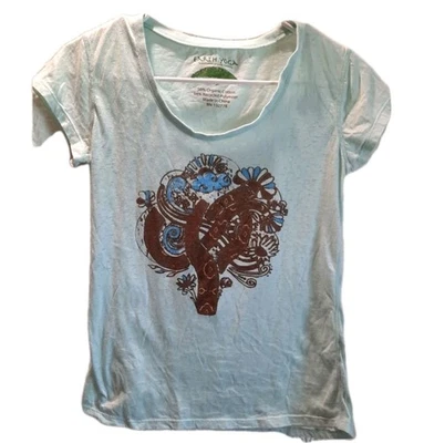 Camiseta Earth Yoga Mujer Pequeña Azul Gráfica Ligera Transpirable Ropa Activa Foto 1 de 4