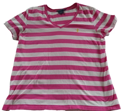 Top De Colección Ralph Lauren Sport Para Mujer Rosa Blanco Rayas Cuello Redondo Y2K Talla XL Golf  Foto 1 de 4