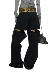 THE ATTICO Damen Jeans 29 schwarz Loose Baggy Fit Cut-Out Details FW25 UVP590* - Bild 1 von 9