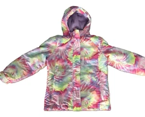 The Childrens Place Girls Puffer Jacket Full Zip Hooded Tie Dye Choose Size - Picture 1 of 22