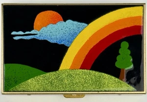 Vintage Limoges Enamel Brass Trinket Jewelry Box Dhana Krushkhov Rainbow 1970s - Picture 1 of 3