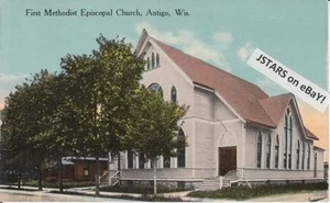 c. 1913 ANTIGO, WI, FIRST METHODIST EPISCOPAL CHURCH POSTCARD - Picture 1 of 1
