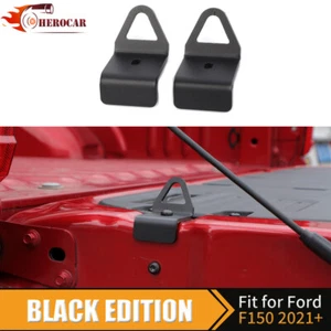 2X Black Tailgate Tie Down Hooks Cargo Bed Anchor Rings Trim For Ford F150 2021+ - Picture 1 of 8