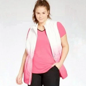 FULLBEAUTY SPORT weiß rosa Reißverschluss Damen Ombre Print Lauf Print Weste 22/24 - Bild 1 von 7