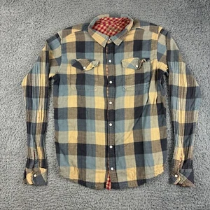 Billabong Shirt Mens Small Check Flannel Reversible Pearl Snap Western Pockets - Picture 1 of 15