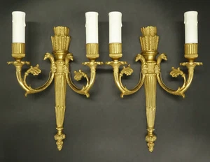 PAIR OF SCONCES, QUIVER & EAGLE HEADS, LOUIS XVI STYLE - BRONZE - FRENCH ANTIQUE - Picture 1 of 7
