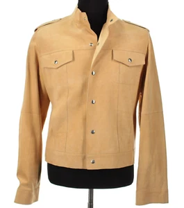 Hettabretz Neu mit Etikett Wildlederjacke mit Druckknopfleiste Größe 52 (~ M US) in einfarbigem Hellbraun - Bild 1 von 13