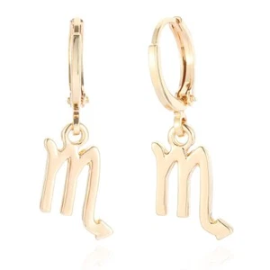 Gold Plated Scorpio Sign Drop Hoop Earrings for Women Girls' Birthday Gift|The G - Picture 1 of 5