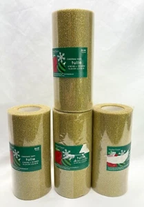 Brother Sister Design Studio Gold Glitter Tulle Lot Of 4 NEW Rolls 6” x 25 Yards - Picture 1 of 7