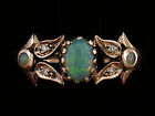 R276- Genuine 9K, 14K, 18K Gold Natural Solid Opal &amp; Diamond Ring in yr size