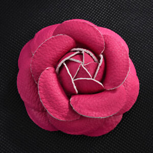 PU Leather Camellia Brooch Vintage Classic Corsage Pin Flower Decoration DIY Hot