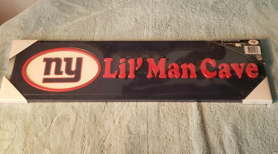 "Letrero de madera de la cueva de Lil' Man de los New York Giants NFL marco de placa 23"" x 7""" Foto 1 de 2